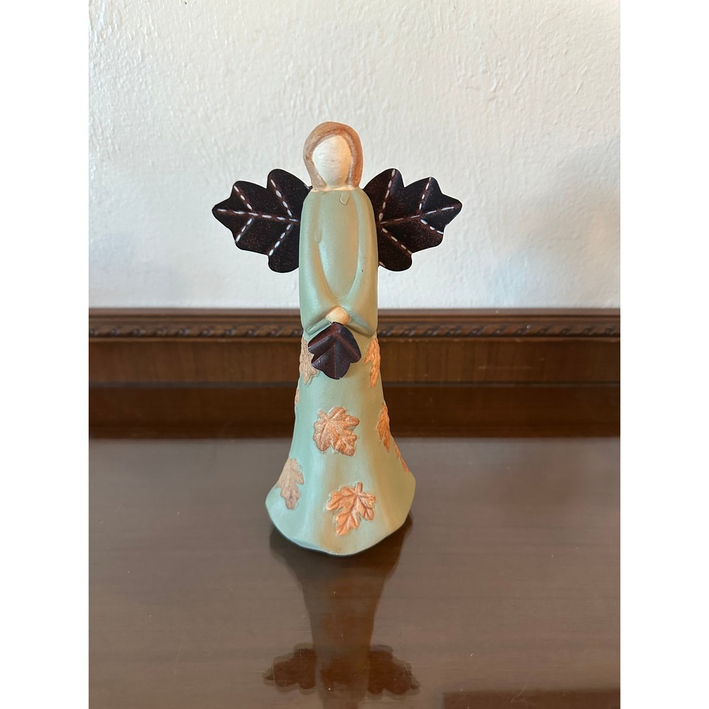 Ganz Fall Angel Figurine Green Gown Metal Leaf Wings Autumn Decor BC14798